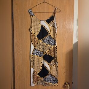 Absolutely Women's Dress in Black, Gold, and White
